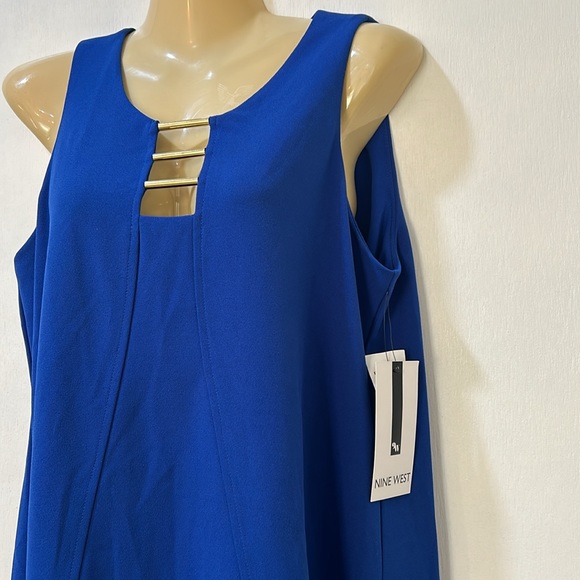 NINE WEST WOMENS MIDI DRESS SIZE 6 BLUE SLEEVELESS NEW - Picture 4 of 11